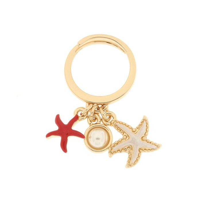 Anello in Metallo con stelle marine e cristallo
