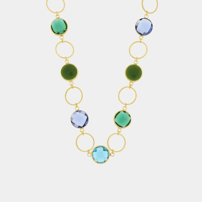 Collana in Metallo con cristalli azzurri ispirati al vetro di Murano
