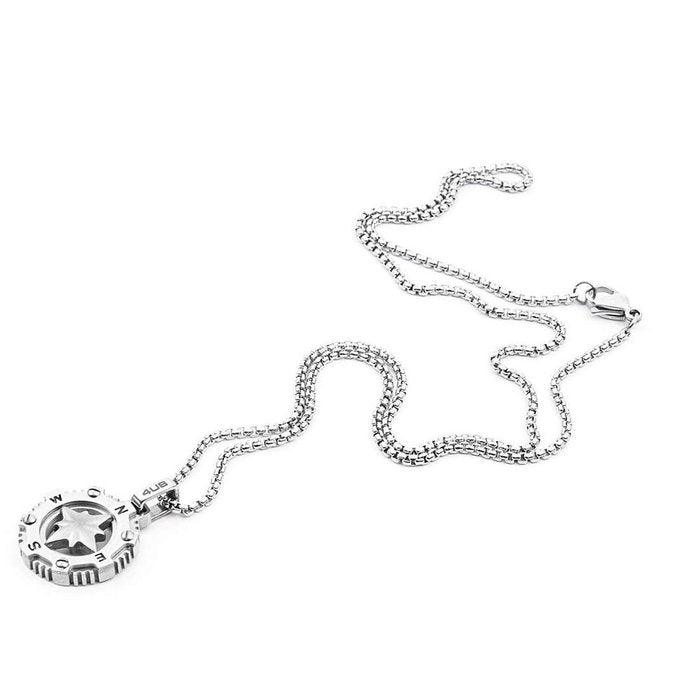 Collana acciaio con bussola acciaio