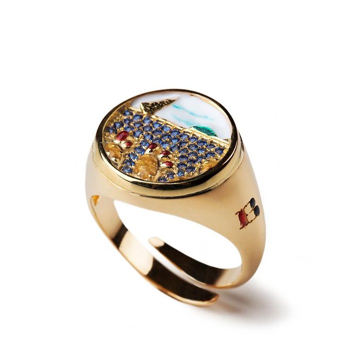 Anello Fichi Vela Lapilli Rotondo Dorato