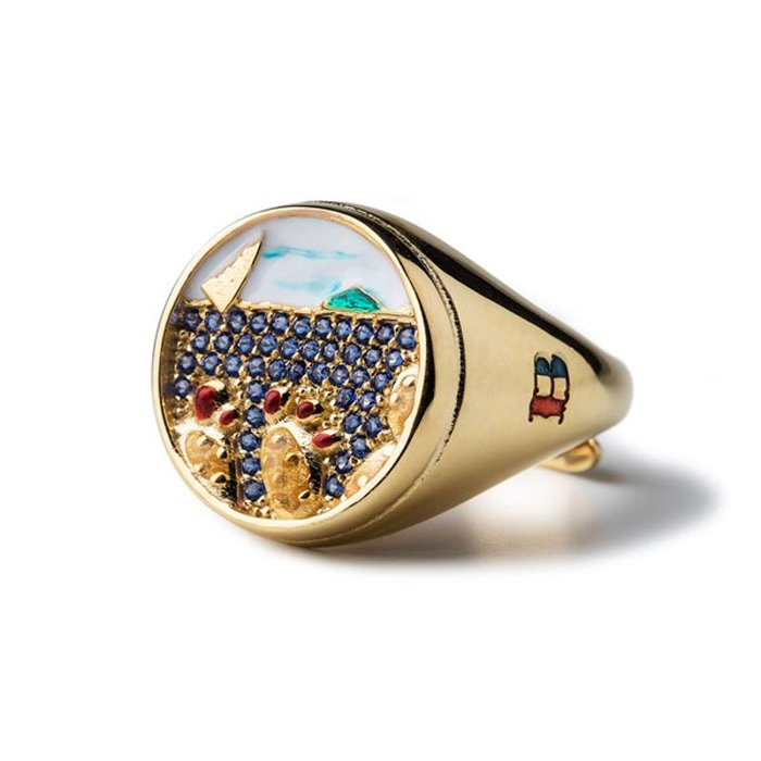 Anello Fichi Vela Lapilli Rotondo Dorato