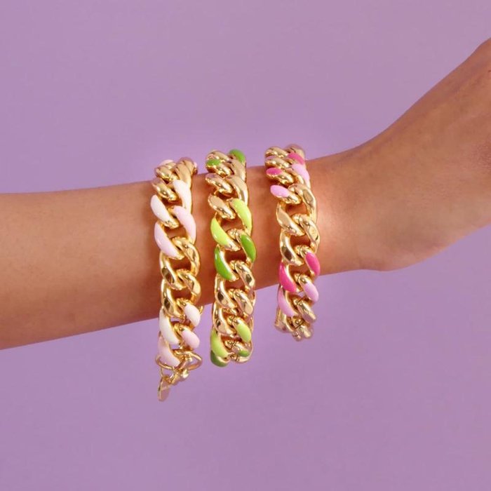Bracciale groumette con smalto verde