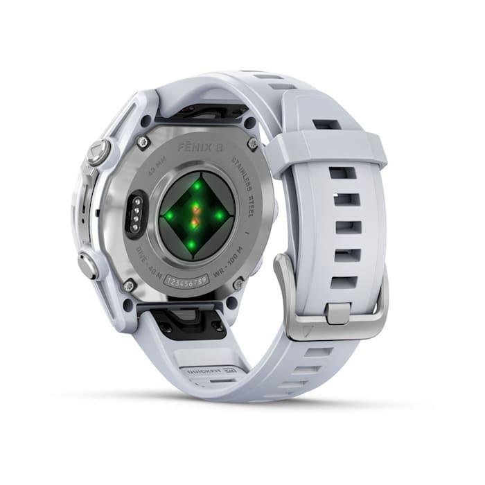 Fēnix® 8 - 43 mm, AMOLED, Silver con cinturino Whitestone in silicone