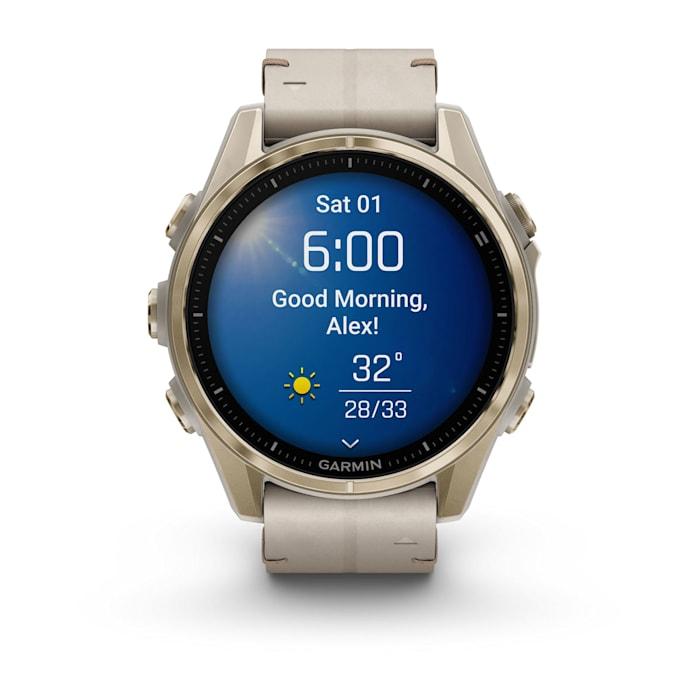 Fēnix® 8 - 43 mm, AMOLED, Sapphire, Oro rosato con cinturino in pelle avorio