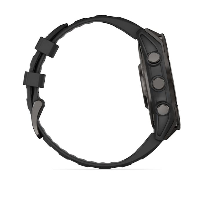 Fēnix® 8 - 47 mm, AMOLED, Sapphire, Titanio, Carbon Gray DLC con cinturino in silicone Black/pebble grey