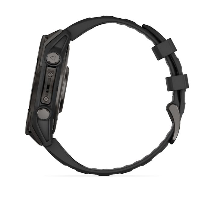 Fēnix® 8 - 47 mm, AMOLED, Sapphire, Titanio, Carbon Gray DLC con cinturino in silicone Black/pebble grey - 010-02904-21