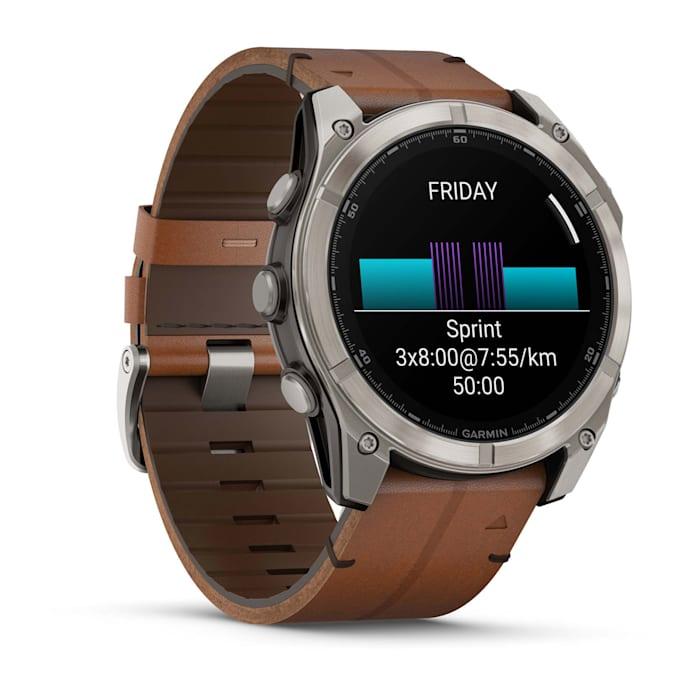 Fēnix® 8 - 51 mm, AMOLED, Sapphire, Titanium con cinturino in pelle Chestnut