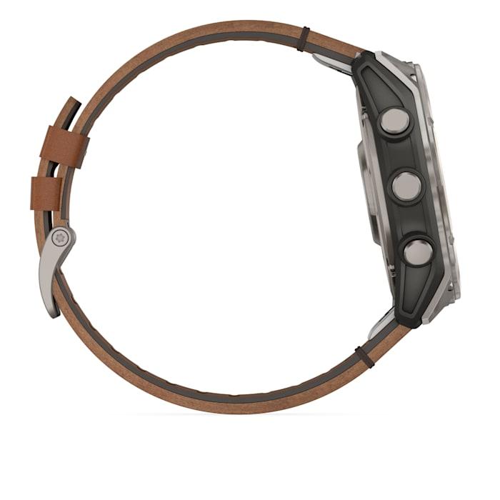 Fēnix® 8 - 51 mm, AMOLED, Sapphire, Titanium con cinturino in pelle Chestnut