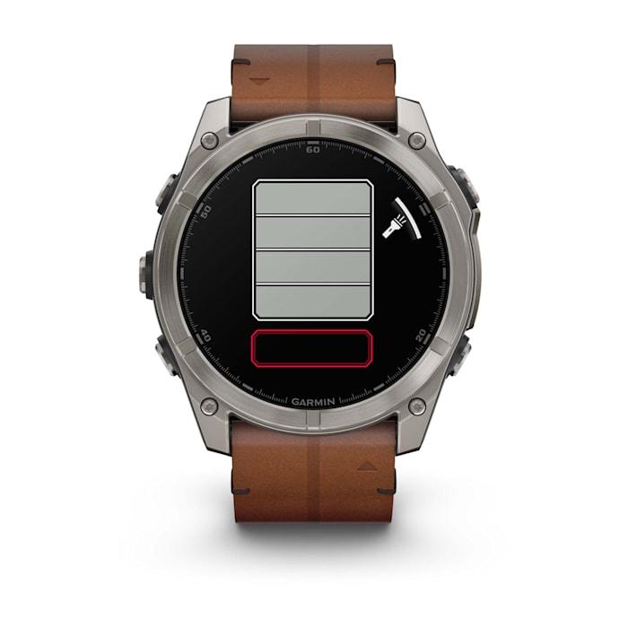 Fēnix® 8 - 51 mm, AMOLED, Sapphire, Titanium con cinturino in pelle Chestnut