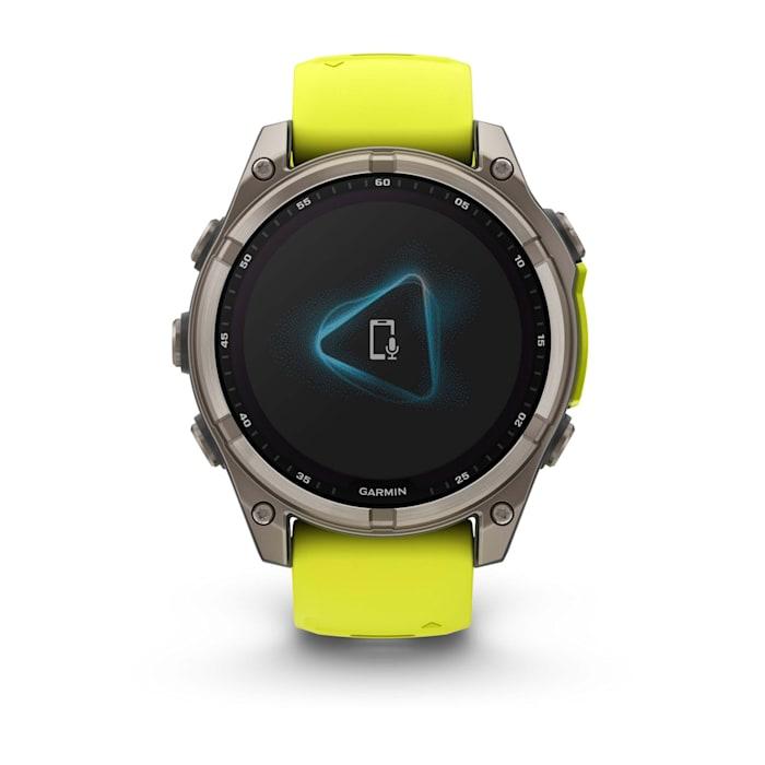 Fēnix® 8 - 47 mm, Solar, Sapphire, Titanium con cinturino Amp yellow/graphite in silicone