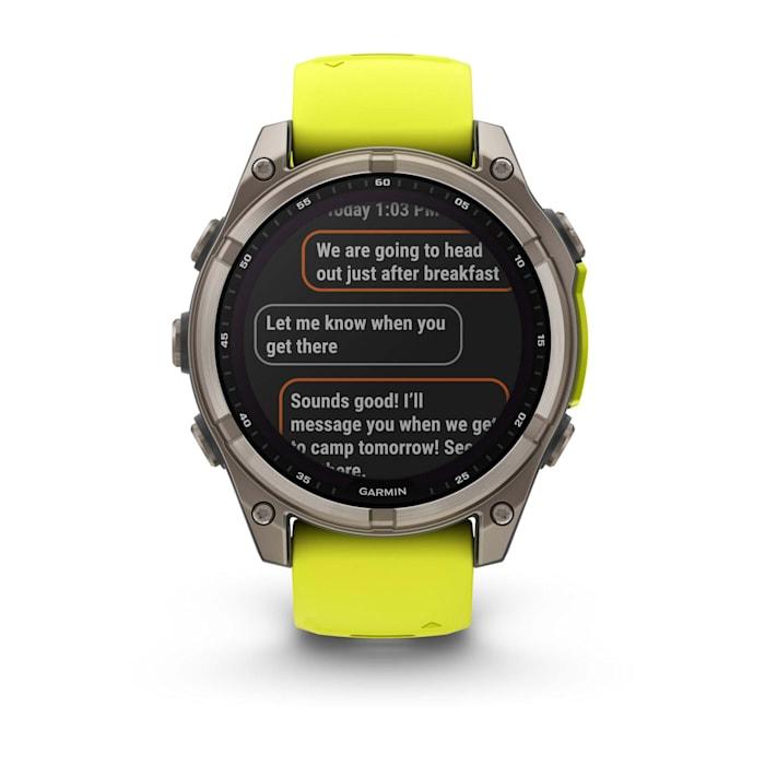 Fēnix® 8 - 47 mm, Solar, Sapphire, Titanium con cinturino Amp yellow/graphite in silicone