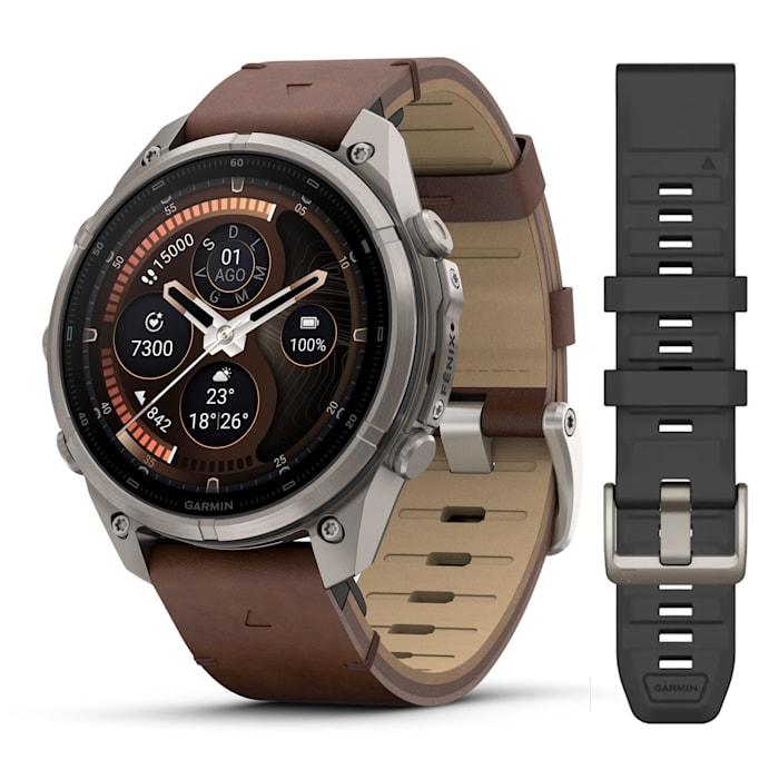 Fenix 9 Pro – inReach, 47mm, Titanio con cinturino in pelle Walnut