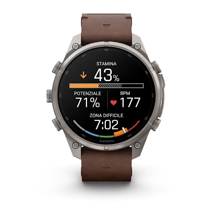 Fenix 9 Pro – inReach, 47mm, Titanio con cinturino in pelle Walnut