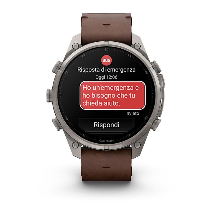 Fenix 9 Pro – inReach, 47mm, Titanio con cinturino in pelle Walnut