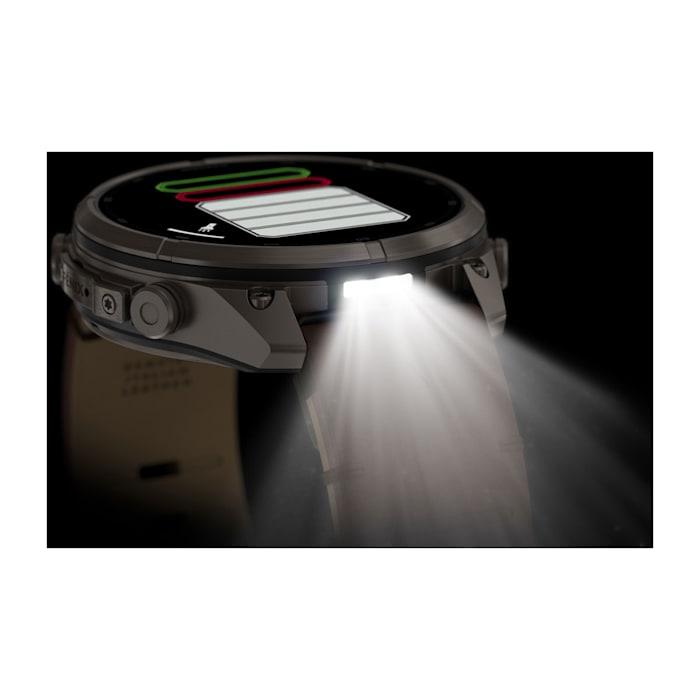Fenix 9 Pro – inReach, 47mm, Titanio con cinturino in pelle Walnut