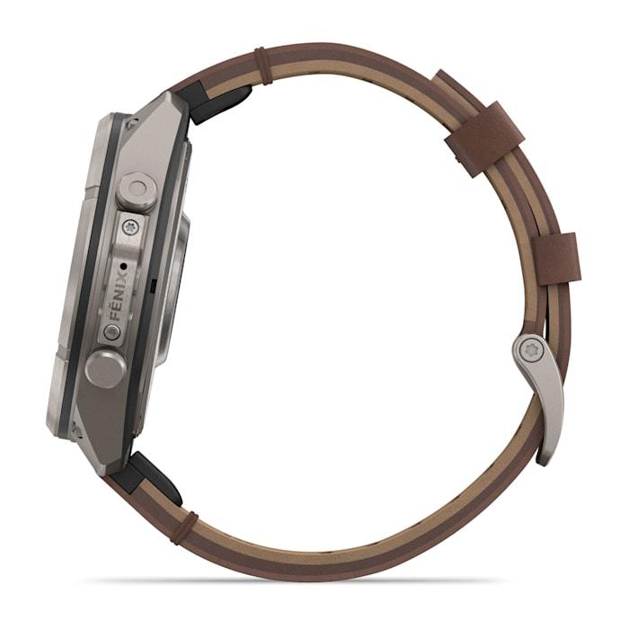 Fenix 9 Pro – inReach, 47mm, Titanio con cinturino in pelle Walnut