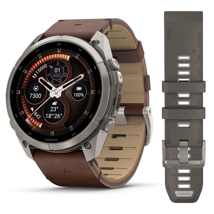 Fenix 9 Pro – inReach, 51mm, Titanio con cinturino in pelle Walnut