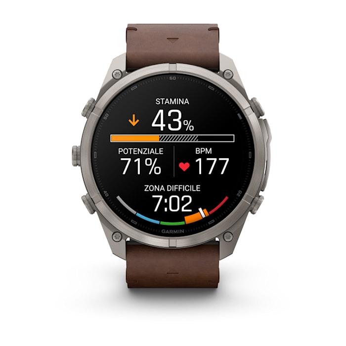 Fenix 9 Pro – inReach, 51mm, Titanio con cinturino in pelle Walnut