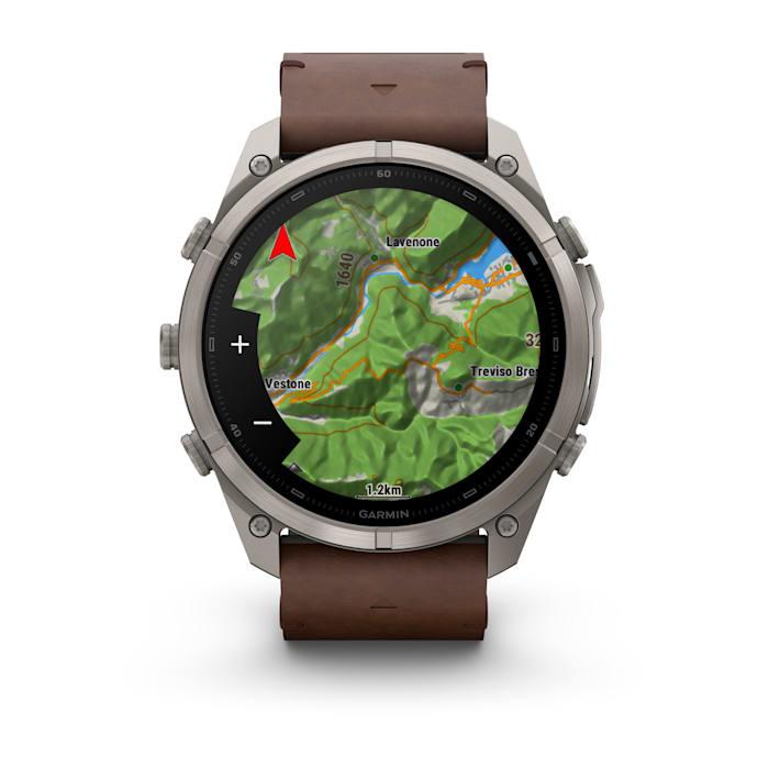 Fenix 9 Pro – inReach, 51mm, Titanio con cinturino in pelle Walnut