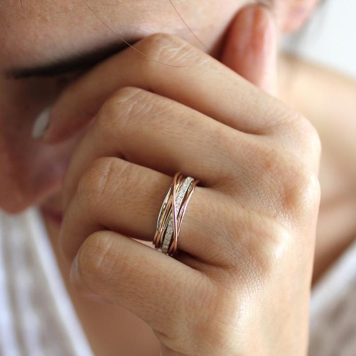 Filodellavita Classic 7 Fili in Oro Rosa Argento 925 e Diamanti Bianchi