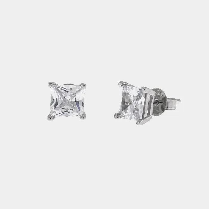 Orecchini in Argento 925  in argento con cubi zirconi bianchi