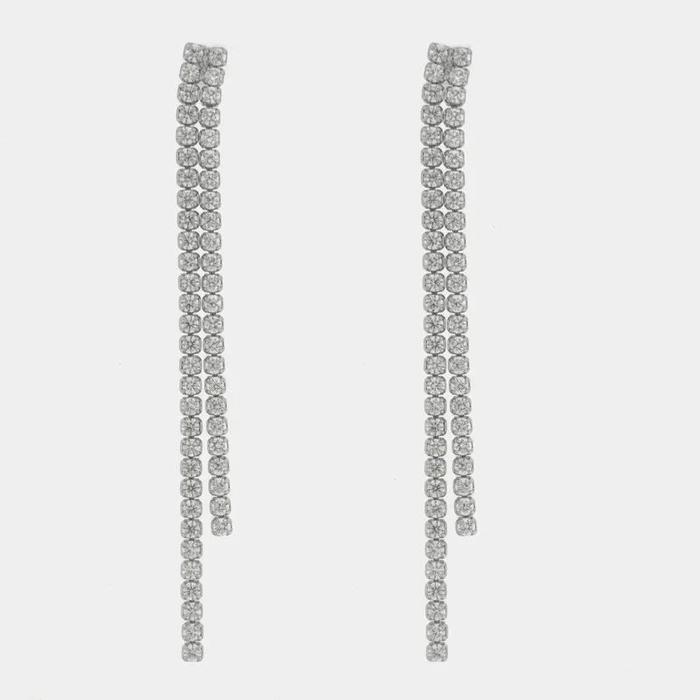 Orecchini in Argento 925 multifilo con zirconi pendenti