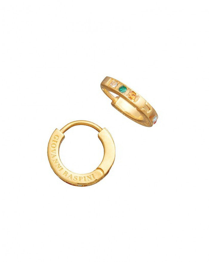Orecchini Huggie Crystal Color Piccoli  Dorati