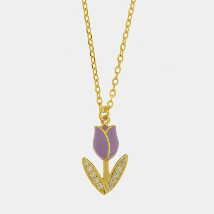 Collana in Argento 925 tulipano viola
