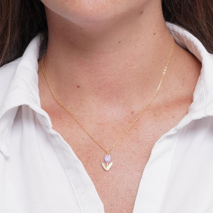 Collana in Argento 925 tulipano viola
