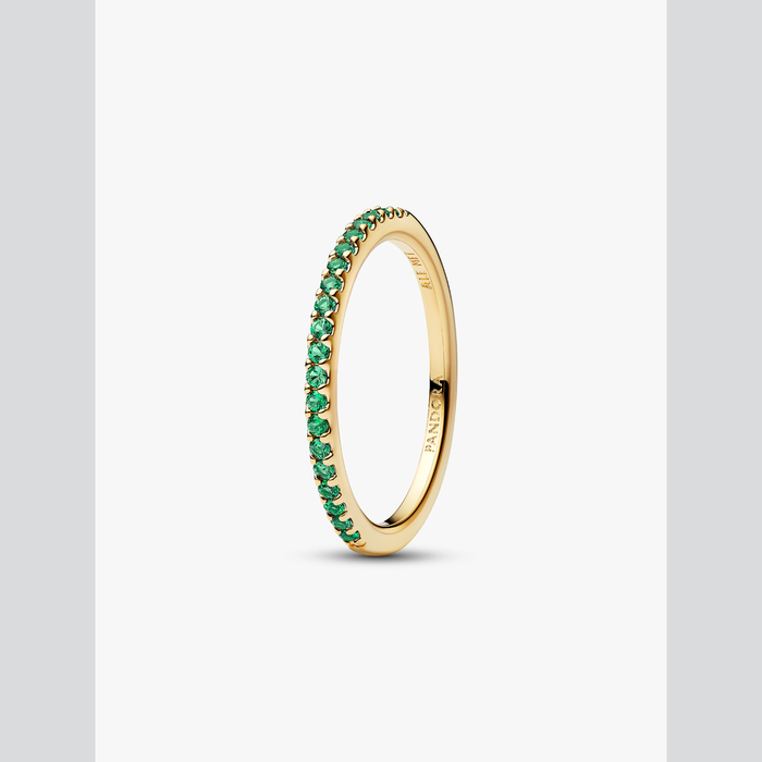 Anello Pavè Fascia Sottile Verde