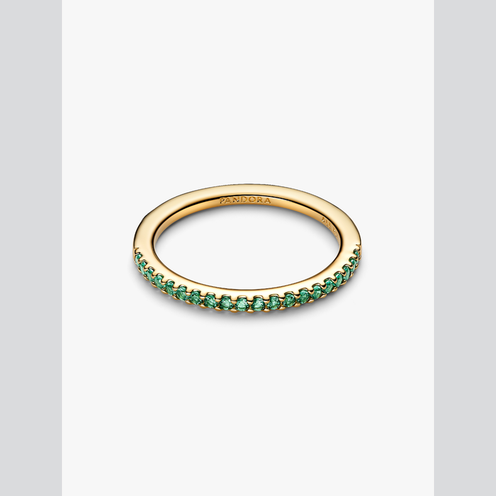 Anello Pavè Fascia Sottile Verde