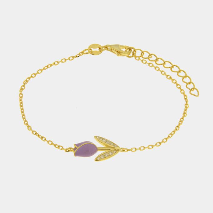 Bracciale in Argento 925 tulipano lilla