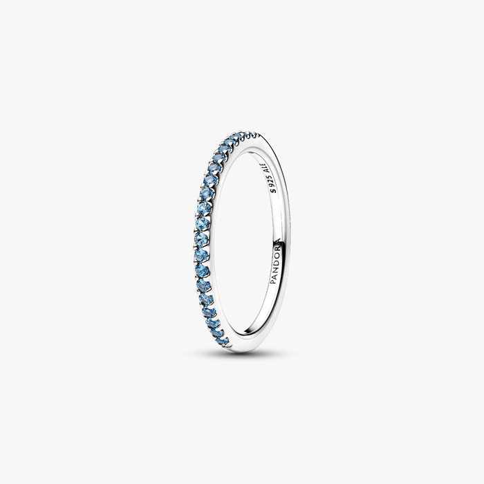 Anello Pavè Fascia Sottile Azzurro