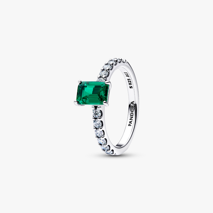 Anello Taglio Baguette Verde