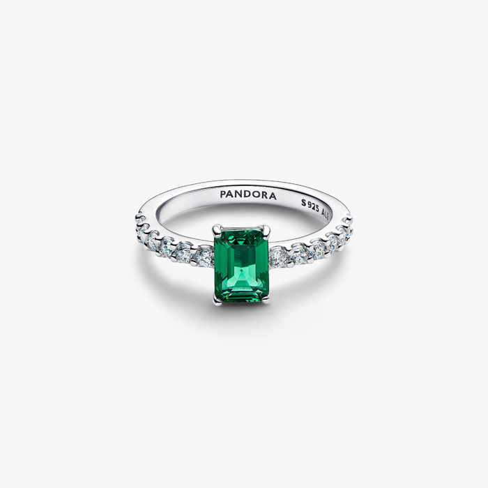 Anello Taglio Baguette Verde