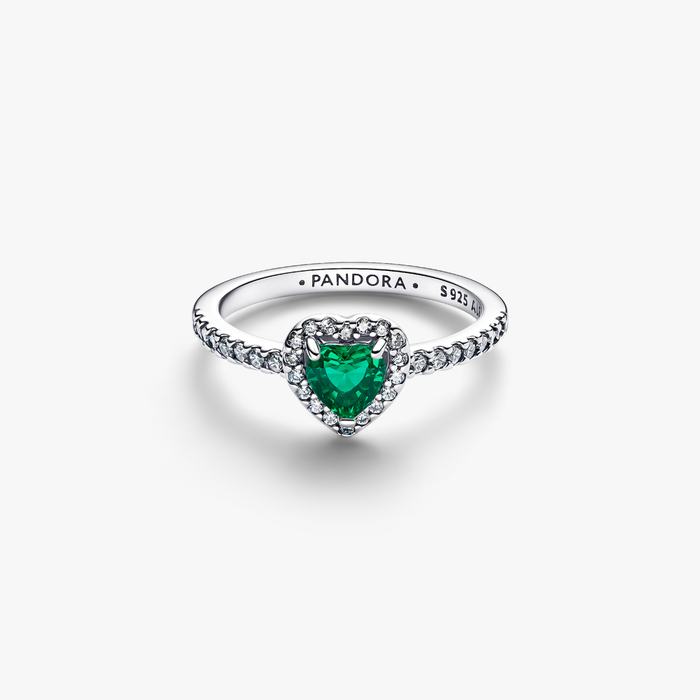 Anello Cuore in Rilievo Verde Scuro