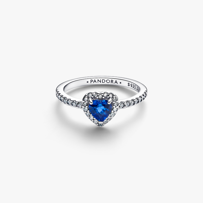 Anello Cuore in Rilievo Blu Intenso
