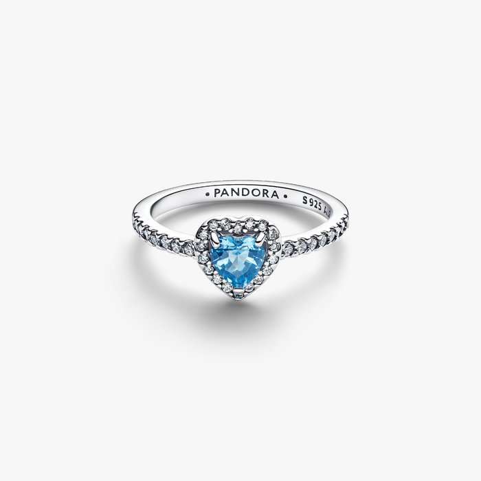Anello Cuore in Rilievo Azzurro