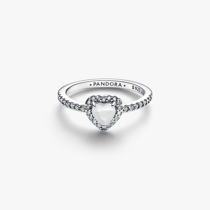 Anello Cuore in Rilievo Bianco
