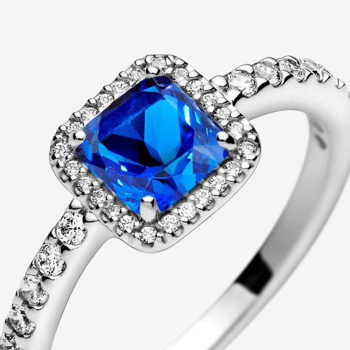 Anello Punto Luce Quadrato Blu
