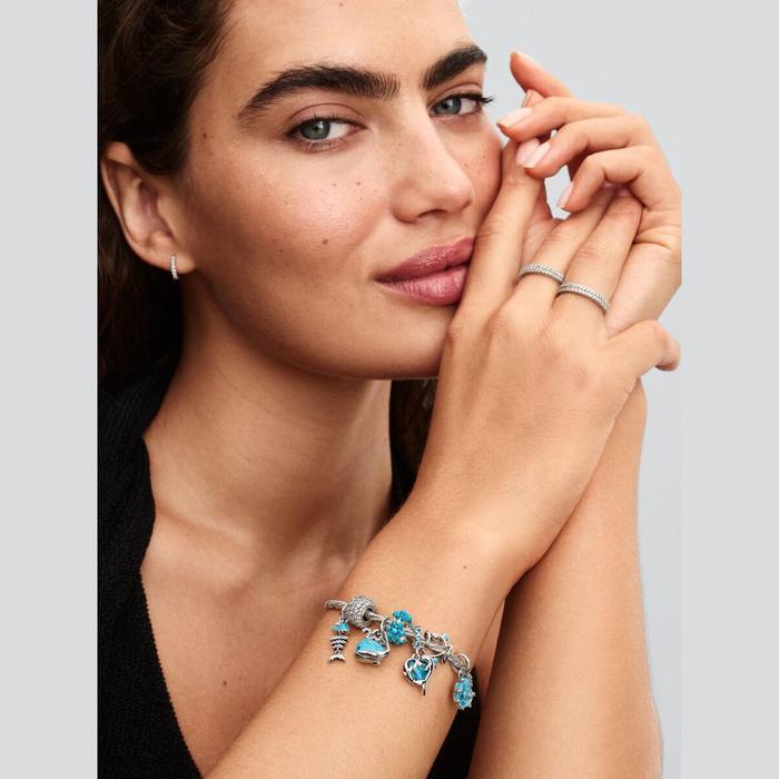 Charm Pendente Delfini e Cuore Vetro di Murano
