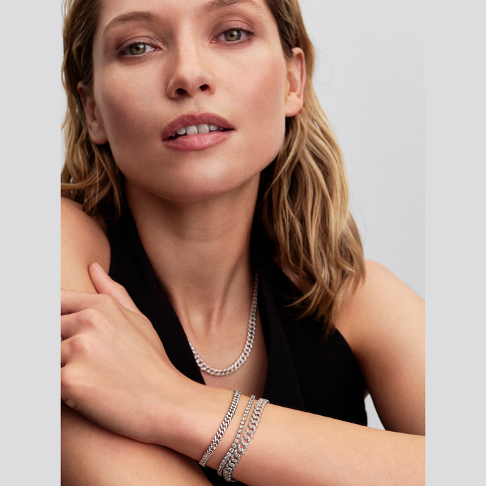 Anello Catena Maglia Cubana con Cuore