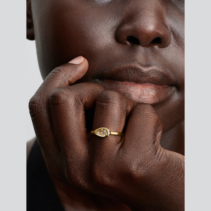 Anello Sigillo Piccolo con Pietre Luminose