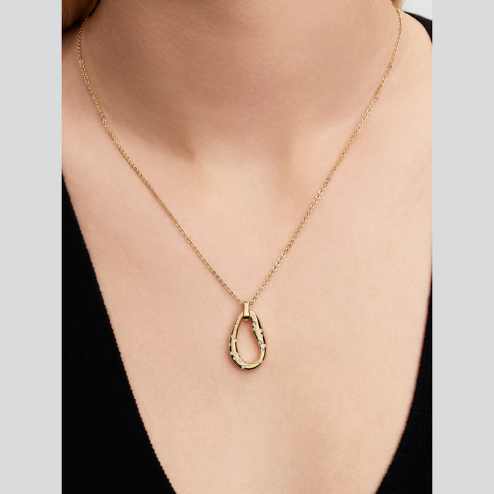 Collane e Pendenti Collana Ovale Linea Sinuosa con Pietre Luminose