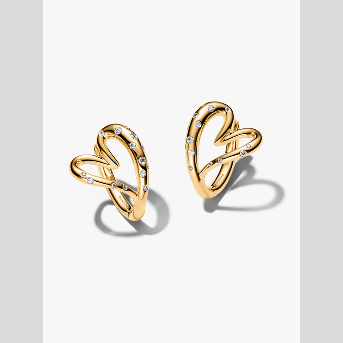 Orecchini Cuore Linea Sinuosa con Pietre Luminose