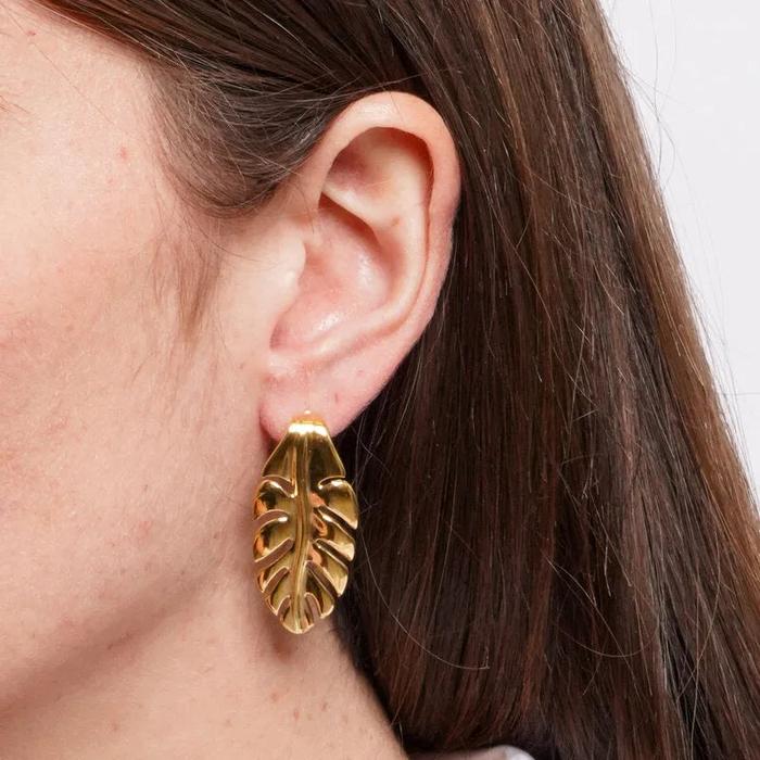 Orecchini in Acciaio foglia gold
