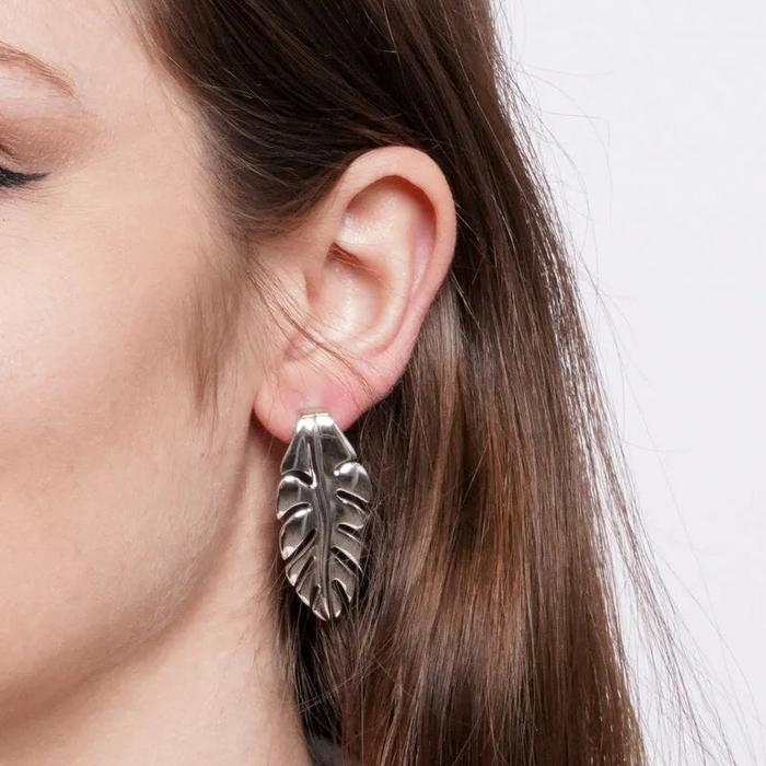 Orecchini in Acciaio foglia silver