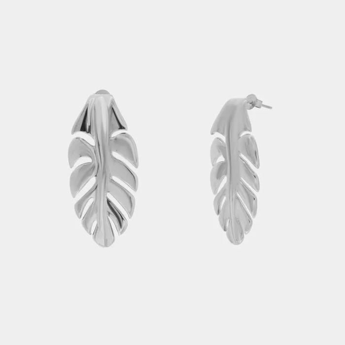 Orecchini in Acciaio foglia silver