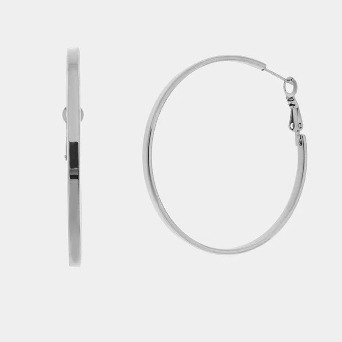 Orecchini in Acciaio cerchio liscio silver grande