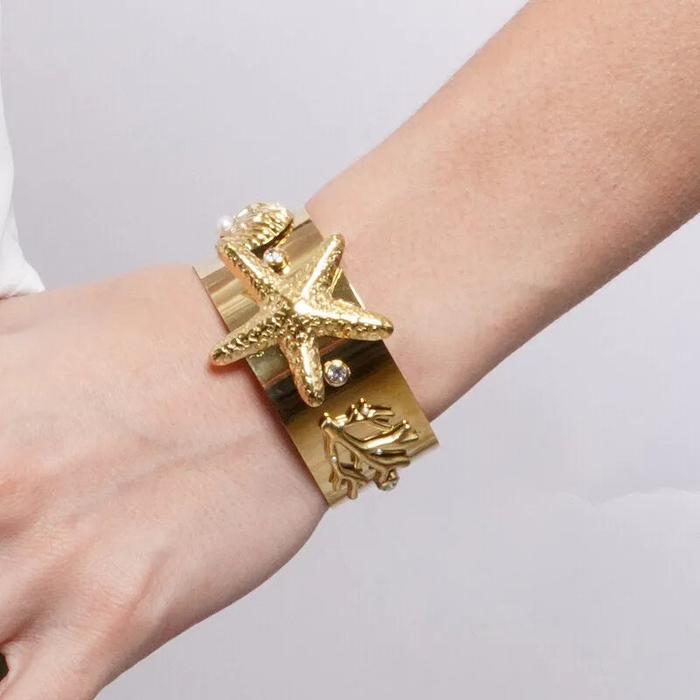 Bracciale in Acciaio stella marina e conchiglie